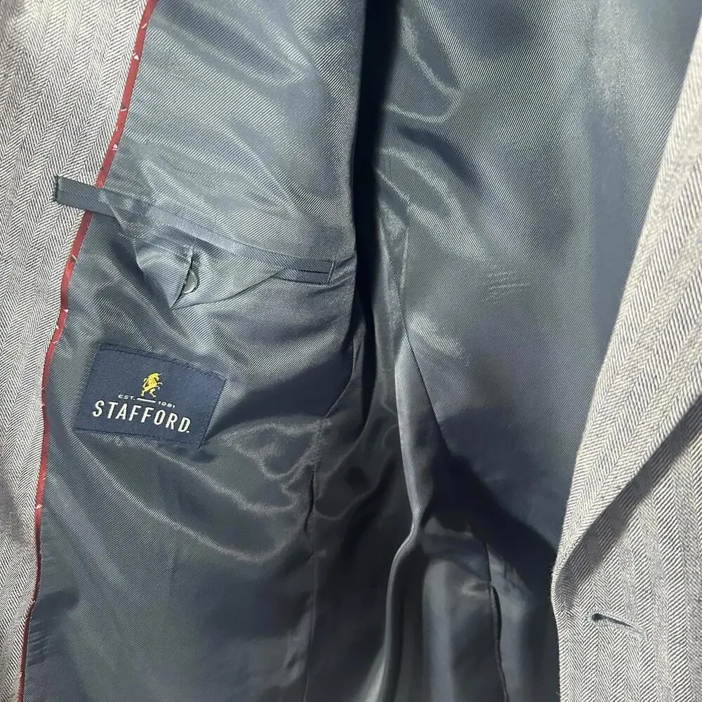 Stafford Jacket Linen Cotton Hopsack Blazer Sport Coat Indigo‎ 48R